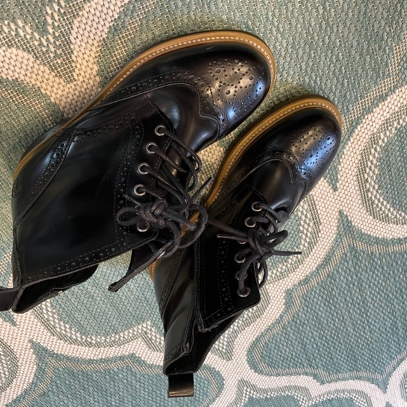 Bronx Black Doc-Like Zip Up Wing Tip Boots Size 38 - Picture 2 of 11
